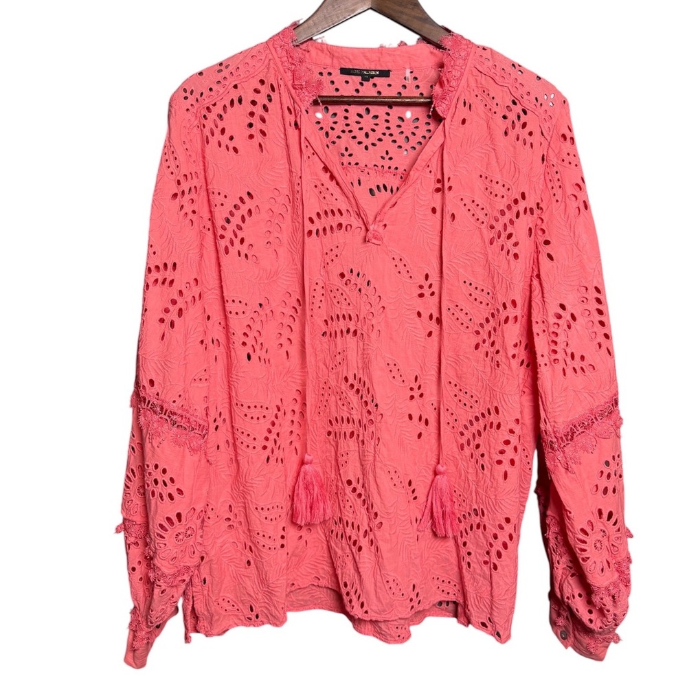 Kobi Halperin Winston Cotton Coral Peasant Blouse KS2B53 Extra Large